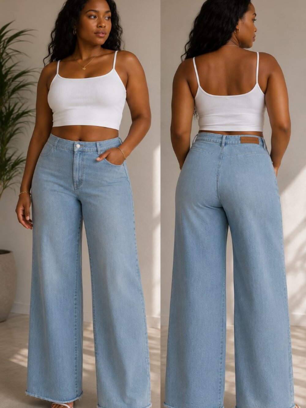 Soft Surroundings Wide Leg Jeans | Size 14 | Light Wash Denim